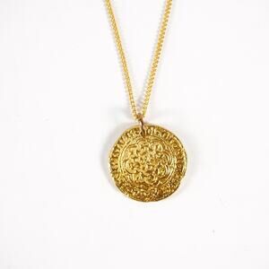 Replica Medieval Gold Coin Pendant Chain Link Necklace Token Medal Metal Jewelry